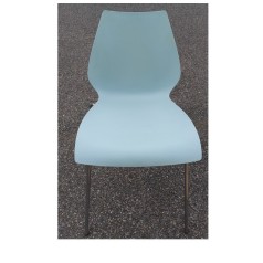 Kartell Maui pale blue chrome legs stacking chair, ex display