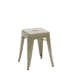 Tolix H 45 Low Stool Lacquered Steel - Olive green