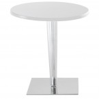 Kartell TopTop round lacquer table, pleat leg, chrome base