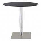 Kartell TopTop round laminated table, pleat leg, grey base