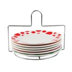 Present Time Dots & Stripes breakfast plates set of 6 on stand