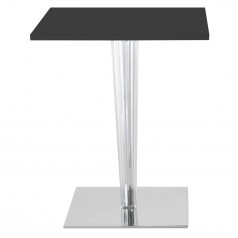 Kartell TopTop square cafe table, pleated leg & chrome base