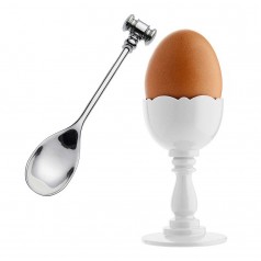 Alessi Dressed Plastic Egg Cup with Spoon - White
