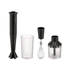 Alessi Plissé Hand Blender with measuring jug, whisk and chopper.