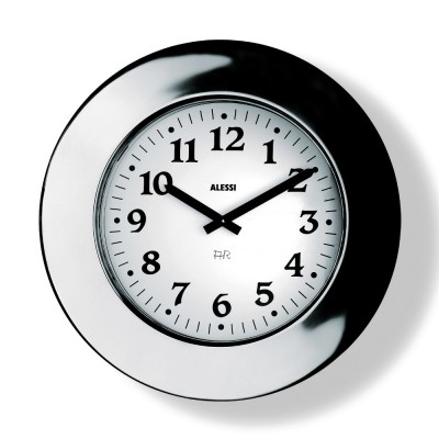 Alessi Momento large polished steel round wall clock