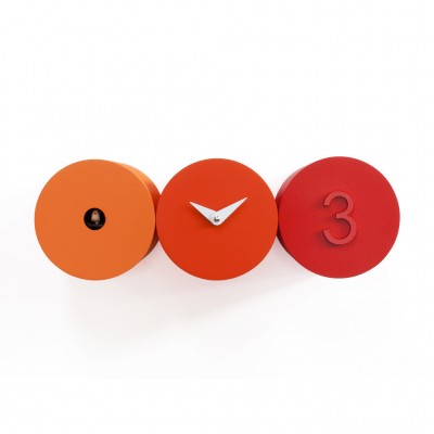 Progetti Tris Cuckoo Clock - A Tabletop Cylinder Clock - Orange/red