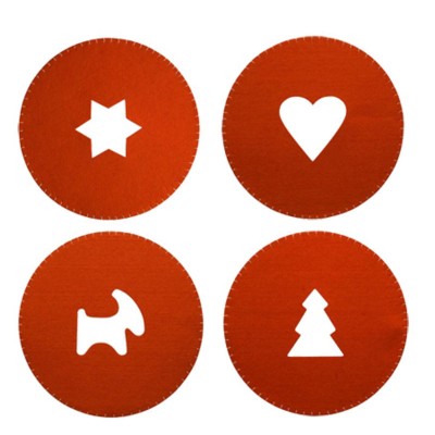 Sagaform Christmas/Valentines Placemats in Red Felt - 4 Pack