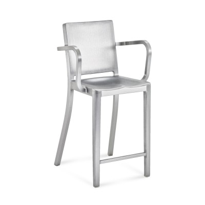 Emeco Hudson Counter Stool With Arms - Brushed or Polished Finish