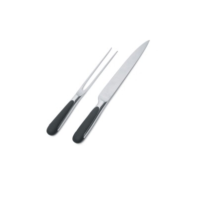 Alessi MAMI Carving Set (Knife & Fork) with Black Handle