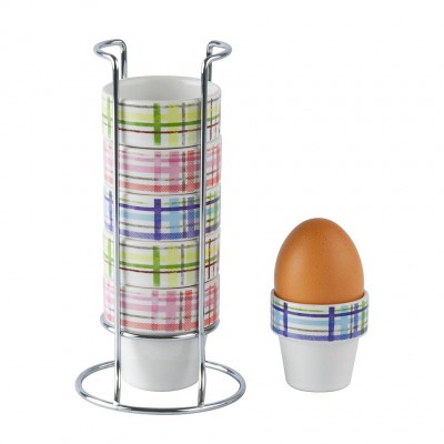 Present Time Tartan' Egg Cups with stand