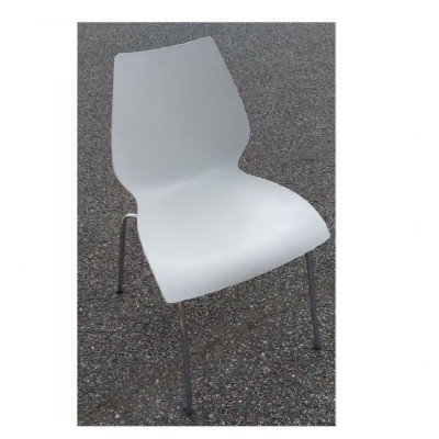 Kartell Maui white stacking chair, chrome legs, ex display