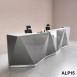 MDD ALPA Reception Desk | Geometric Shape, Glass Panels