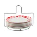 Present Time set of 6 Dots & Stripes breakfast plates on stand